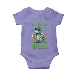 Funny Dinosaur Says Six Seven Baby Onesie St Patricks Day TS12 Violet Print Your Wear