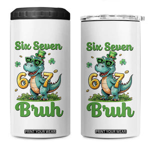Funny Dinosaur Says Six Seven 4 in 1 Can Cooler Tumbler St Patricks Day TS12 One Size: 16 oz White Print Your Wear