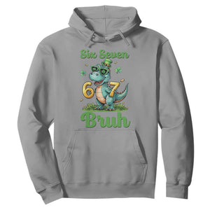 Funny Dinosaur Says Six Seven Hoodie St Patricks Day TS12 Sport Gray Print Your Wear