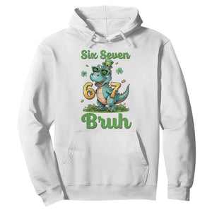 Funny Dinosaur Says Six Seven Hoodie St Patricks Day TS12 White Print Your Wear