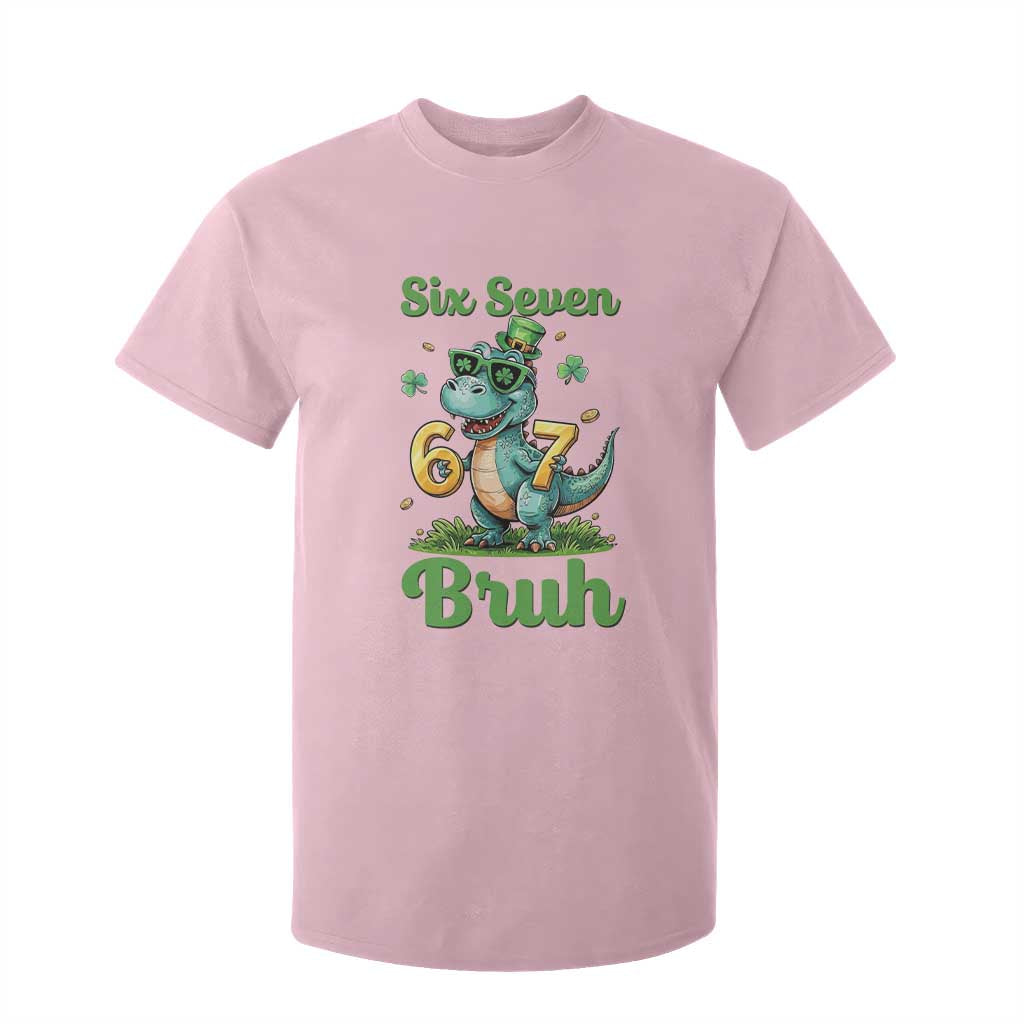 Funny Dinosaur Says Six Seven T Shirt For Kid St Patricks Day TS12 Light Pink Print Your Wear