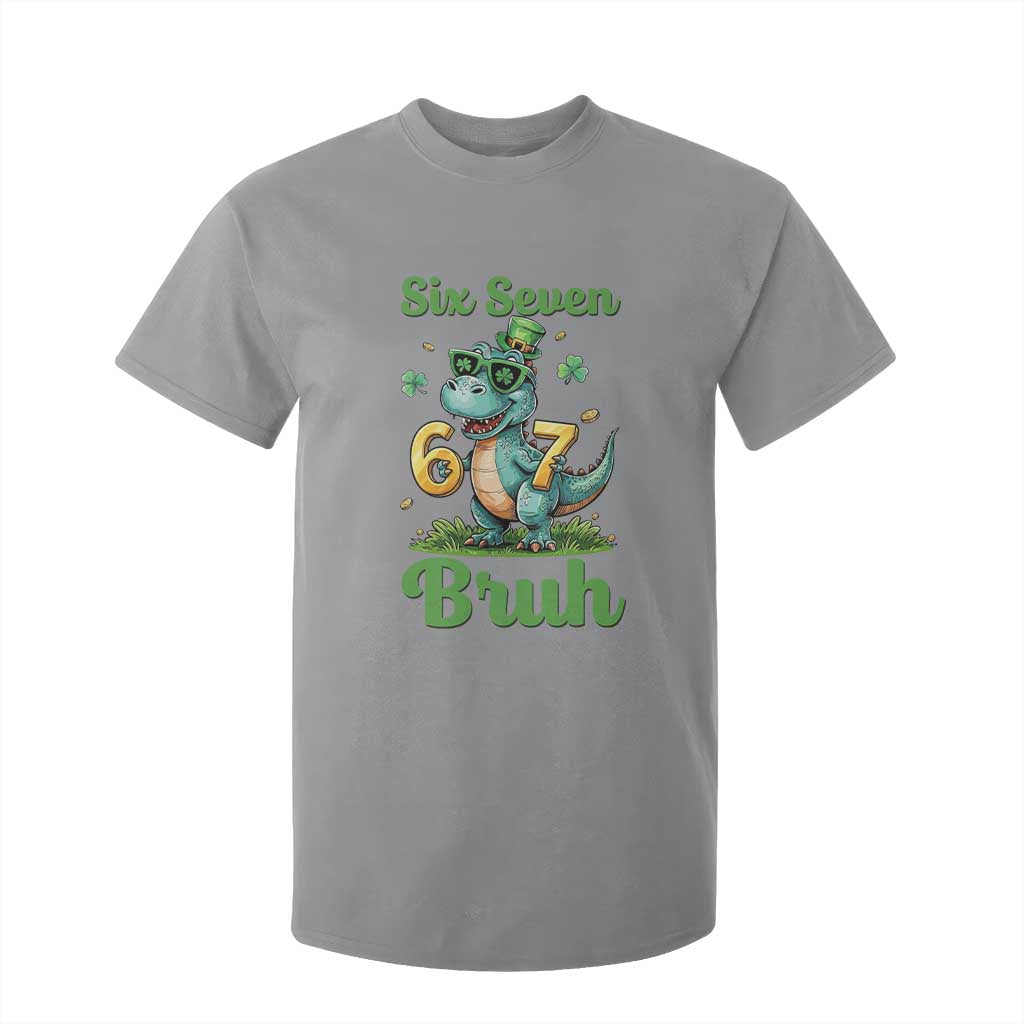 Funny Dinosaur Says Six Seven T Shirt For Kid St Patricks Day TS12 Sport Gray Print Your Wear