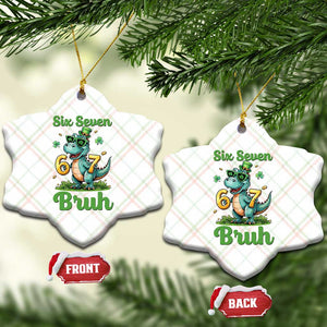 Funny Dinosaur Says Six Seven Ceramic Ornament St Patricks Day TS12 Print Your Wear