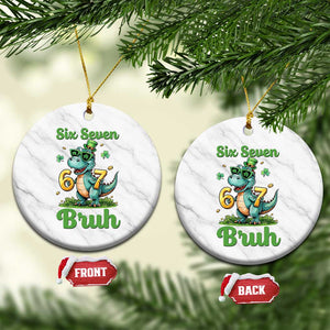 Funny Dinosaur Says Six Seven Ceramic Ornament St Patricks Day TS12 1pc White Marble Print Your Wear