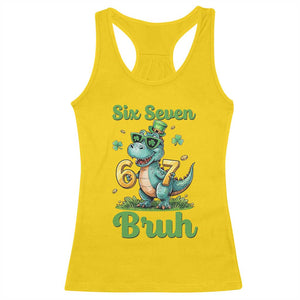 Funny Dinosaur Says Six Seven Racerback Tank Top St Patricks Day TS12 Daisy Print Your Wear
