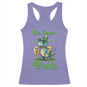 Funny Dinosaur Says Six Seven Racerback Tank Top St Patricks Day TS12 Violet Print Your Wear