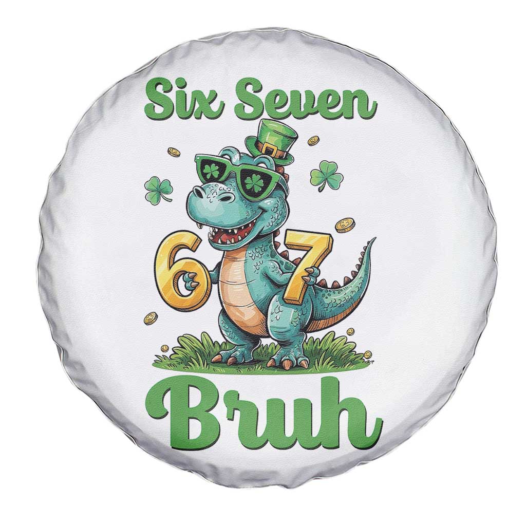 Funny Dinosaur Says Six Seven Spare Tire Cover St Patricks Day TS12 Print Your Wear