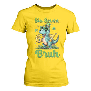 Funny Dinosaur Says Six Seven T Shirt For Women St Patricks Day TS12 Daisy Print Your Wear