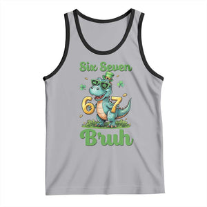 Funny Dinosaur Says Six Seven Tank Top St Patricks Day TS12 Athletic Heather Black Print Your Wear