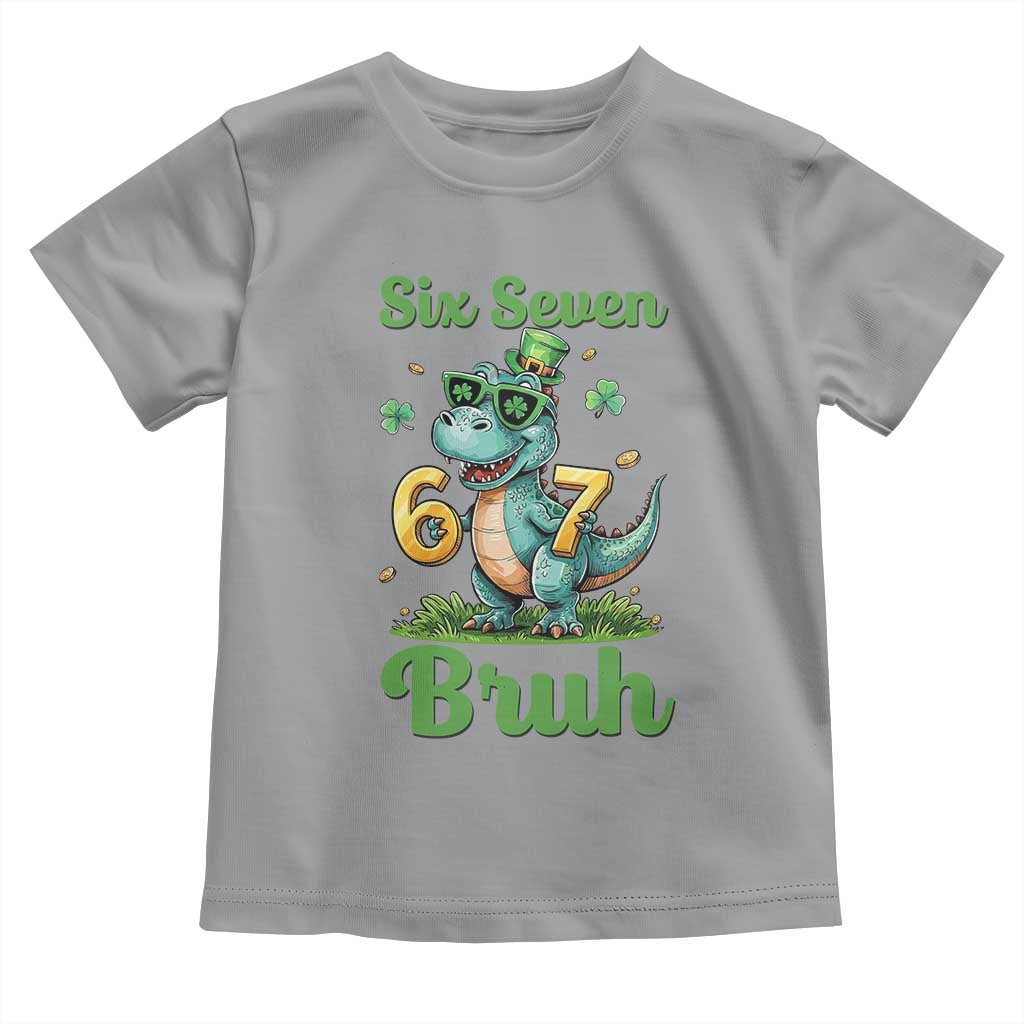 Funny Dinosaur Says Six Seven Toddler T Shirt St Patricks Day TS12 Sport Gray Print Your Wear