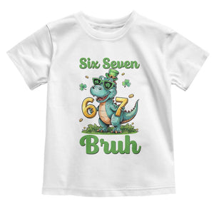 Funny Dinosaur Says Six Seven Toddler T Shirt St Patricks Day TS12 White Print Your Wear