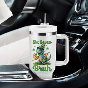 Funny Dinosaur Says Six Seven Tumbler With Handle St Patricks Day TS12 Print Your Wear