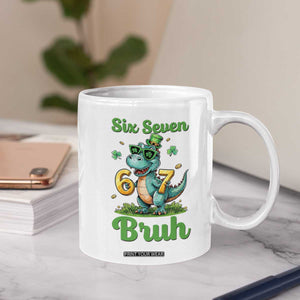 Funny Dinosaur Says Six Seven Coffee Mug St Patricks Day TS12 Print Your Wear