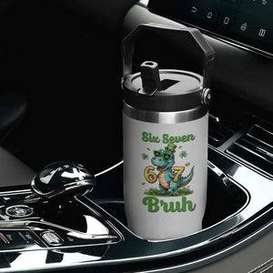 Funny Dinosaur Says Six Seven Flip Straw Tumbler St Patricks Day TS12 Print Your Wear