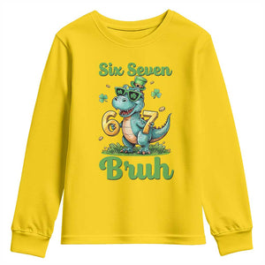 Funny Dinosaur Says Six Seven Youth Sweatshirt St Patricks Day TS12 Daisy Print Your Wear