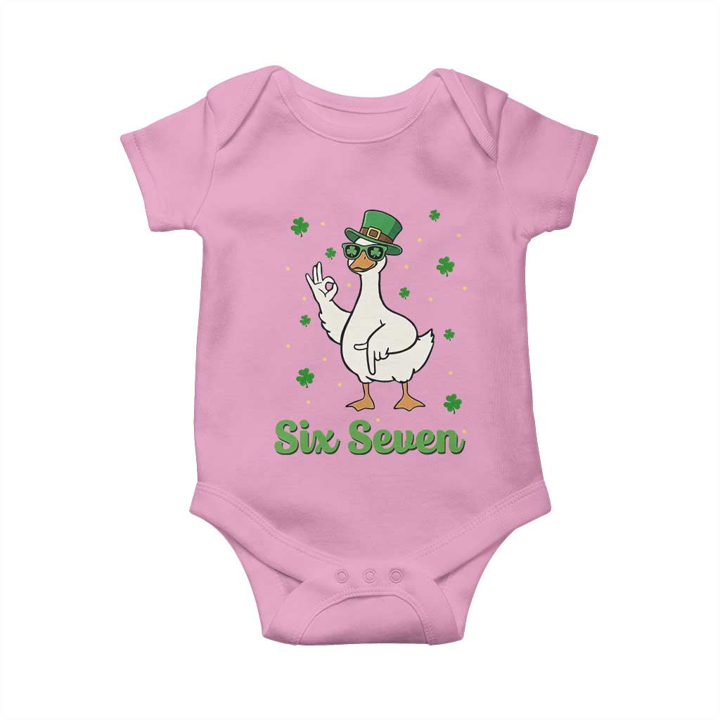 Lucky Goose Six Seven Meme Baby Onesie St Patricks Day TS12 Light Pink Print Your Wear