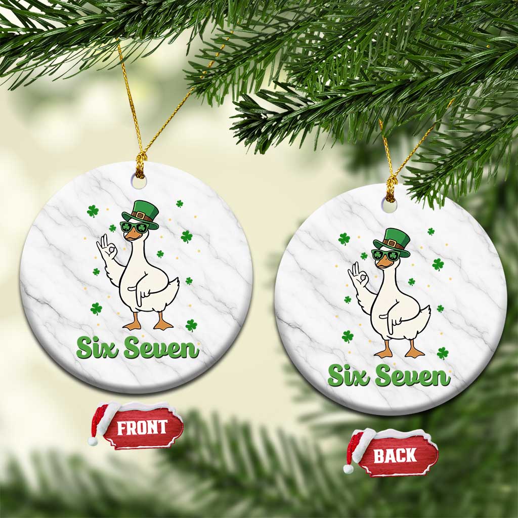 Lucky Goose Six Seven Meme Ceramic Ornament St Patricks Day TS12 1pc White Marble Print Your Wear