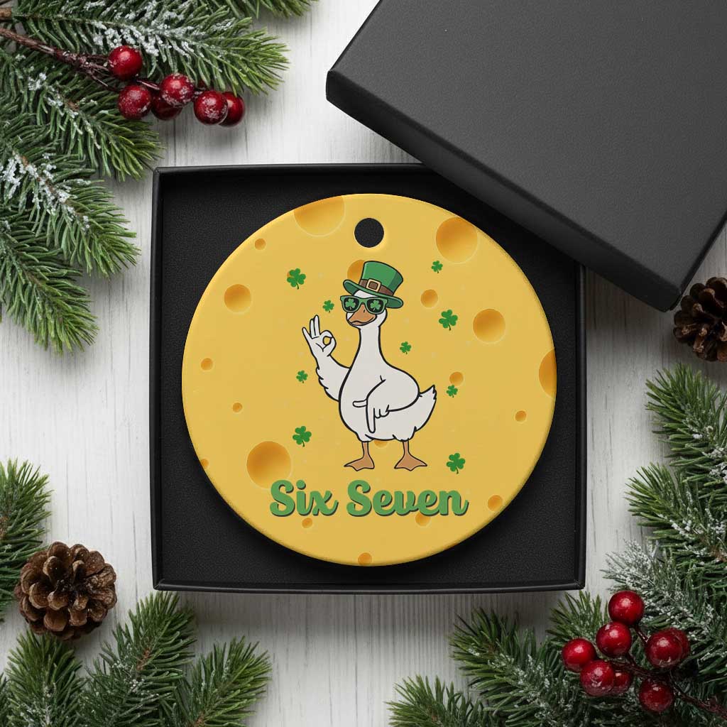 Lucky Goose Six Seven Meme Ceramic Ornament St Patricks Day TS12 1pc Yellow Cheese Print Your Wear