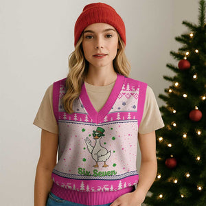 Lucky Goose Six Seven Meme V-Neck Knit Sweater Vest St Patricks Day TS12 Hot Pink Print Your Wear