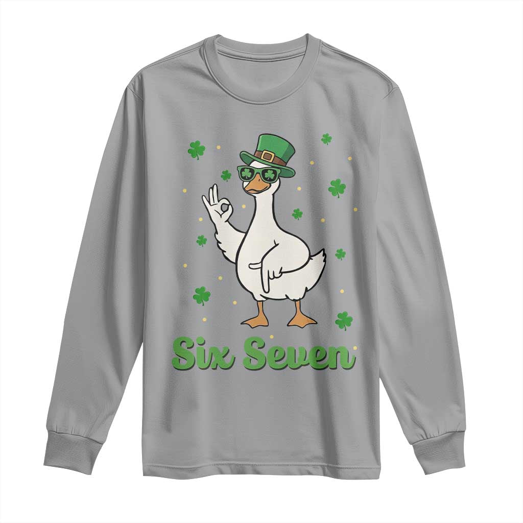 Lucky Goose Six Seven Meme Long Sleeve Shirt St Patricks Day TS12 Sport Gray Print Your Wear