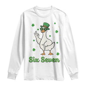Lucky Goose Six Seven Meme Long Sleeve Shirt St Patricks Day TS12 White Print Your Wear