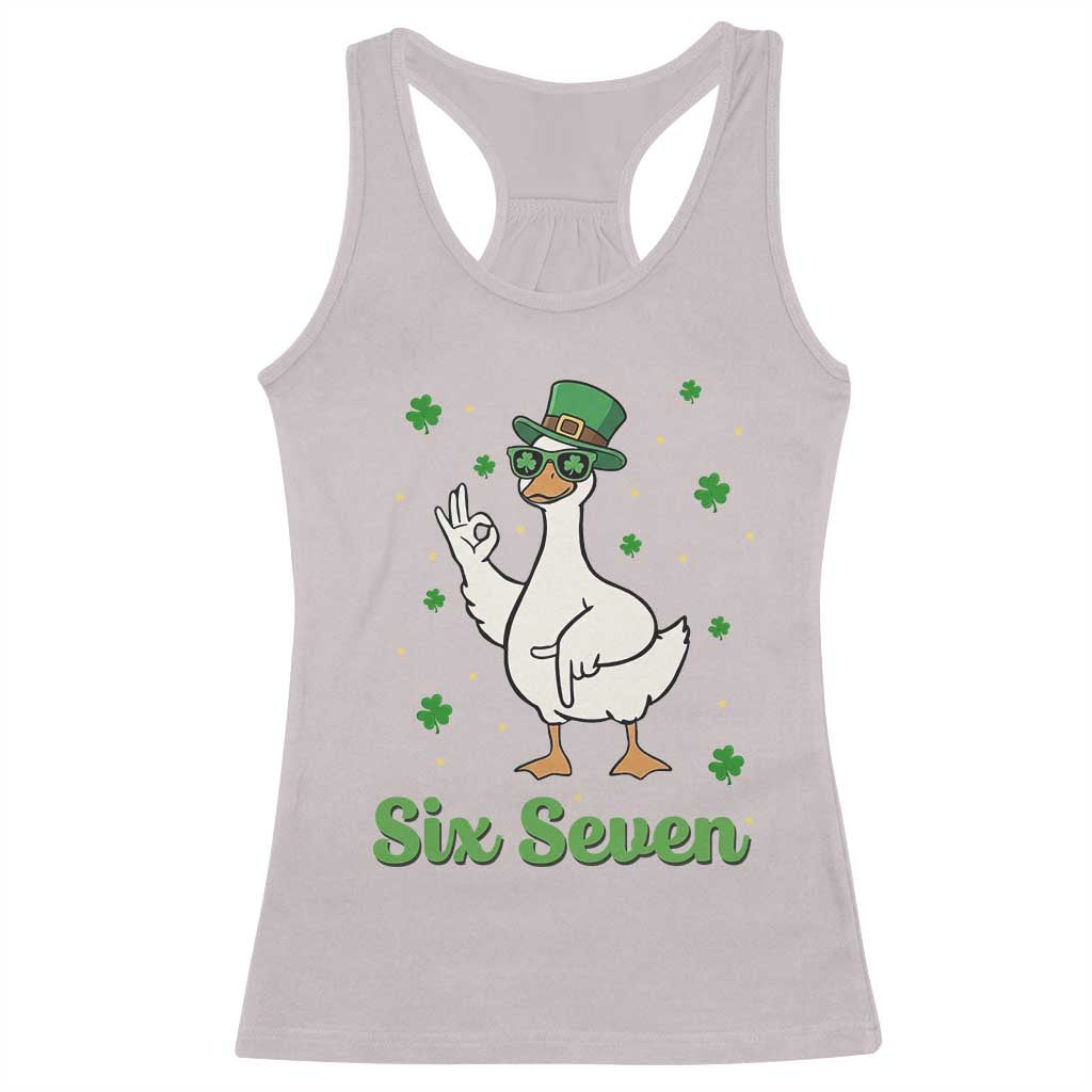 Lucky Goose Six Seven Meme Racerback Tank Top St Patricks Day TS12 Ice Gray Print Your Wear