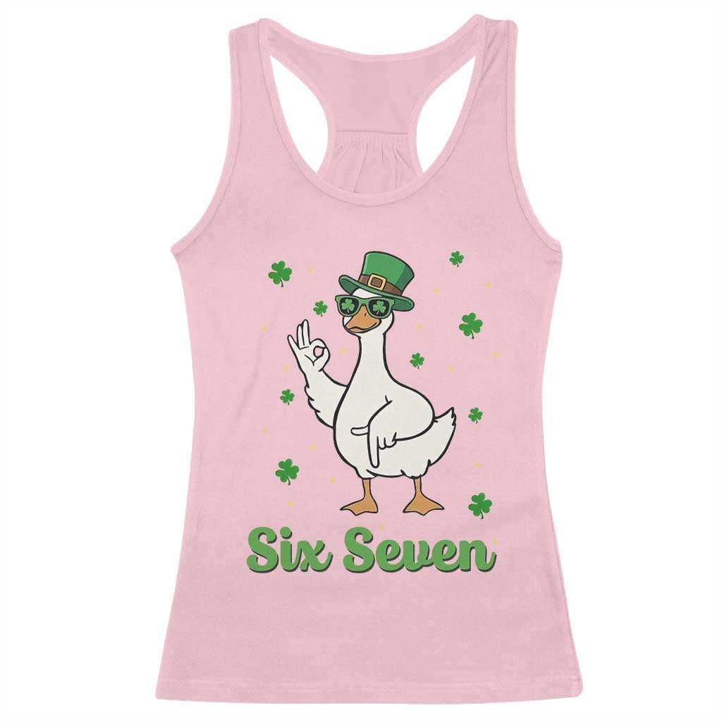 Lucky Goose Six Seven Meme Racerback Tank Top St Patricks Day TS12 Light Pink Print Your Wear