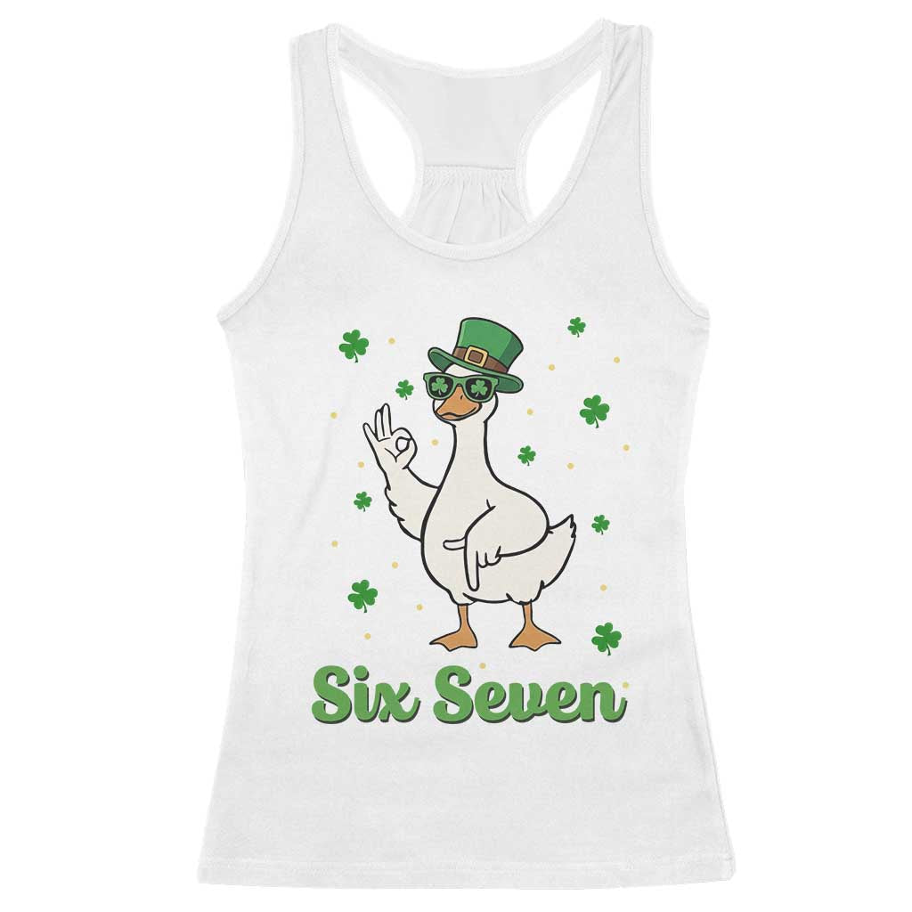Lucky Goose Six Seven Meme Racerback Tank Top St Patricks Day TS12 White Print Your Wear