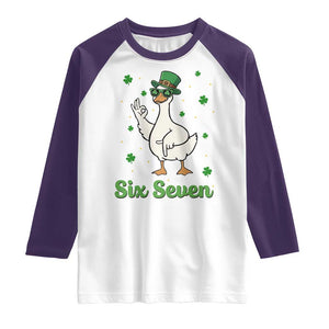 Lucky Goose Six Seven Meme Raglan Shirt St Patricks Day TS12 White Purple Print Your Wear