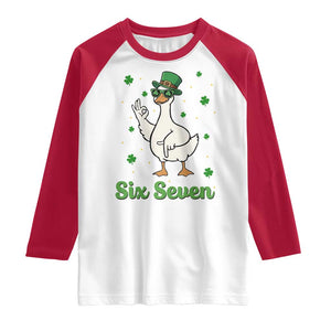 Lucky Goose Six Seven Meme Raglan Shirt St Patricks Day TS12 White Red Print Your Wear