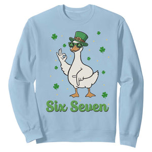 Lucky Goose Six Seven Meme Sweatshirt St Patricks Day TS12 Light Blue Print Your Wear