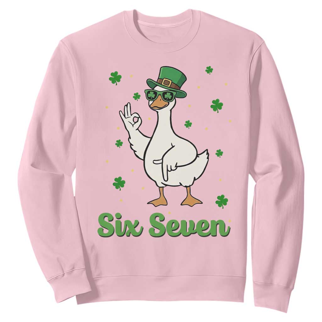 Lucky Goose Six Seven Meme Sweatshirt St Patricks Day TS12 Light Pink Print Your Wear