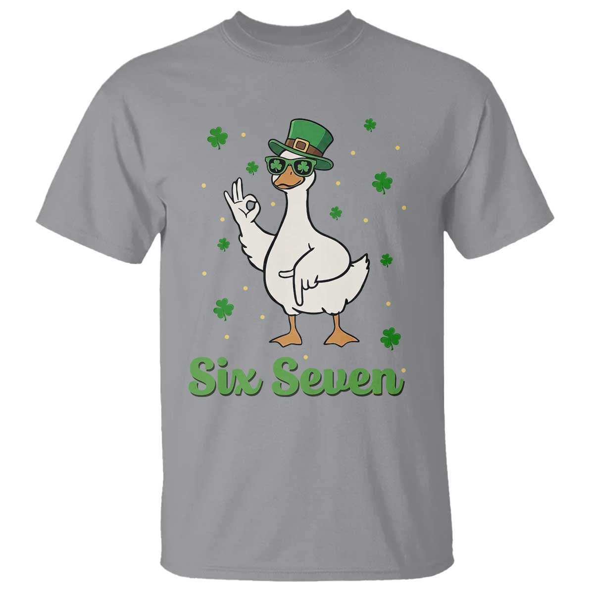 Lucky Goose Six Seven Meme T Shirt St Patricks Day TS12 Sport Gray Print Your Wear