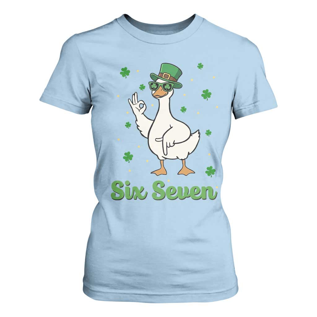 Lucky Goose Six Seven Meme T Shirt For Women St Patricks Day TS12 Light Blue Print Your Wear