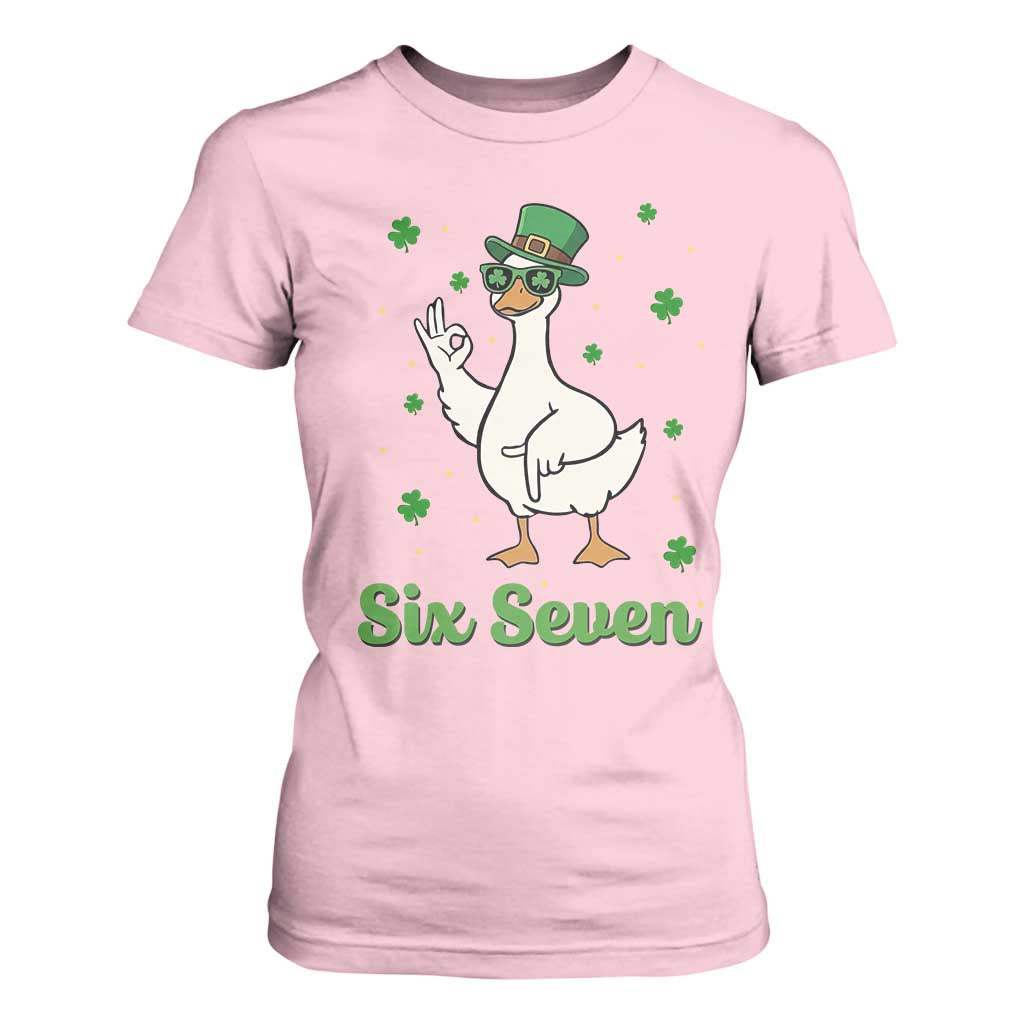 Lucky Goose Six Seven Meme T Shirt For Women St Patricks Day TS12 Light Pink Print Your Wear