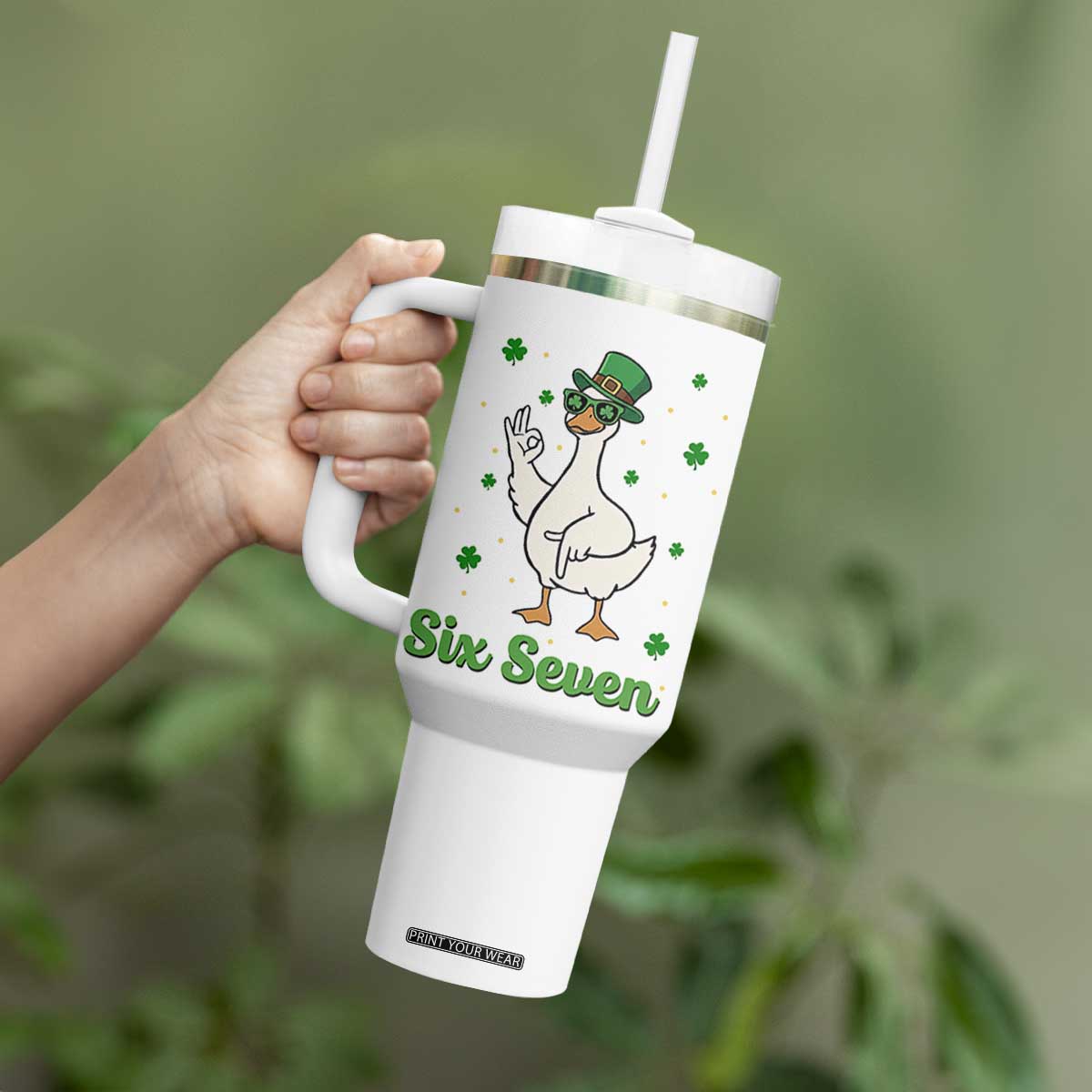 Lucky Goose Six Seven Meme Tumbler With Handle St Patricks Day TS12 Print Your Wear