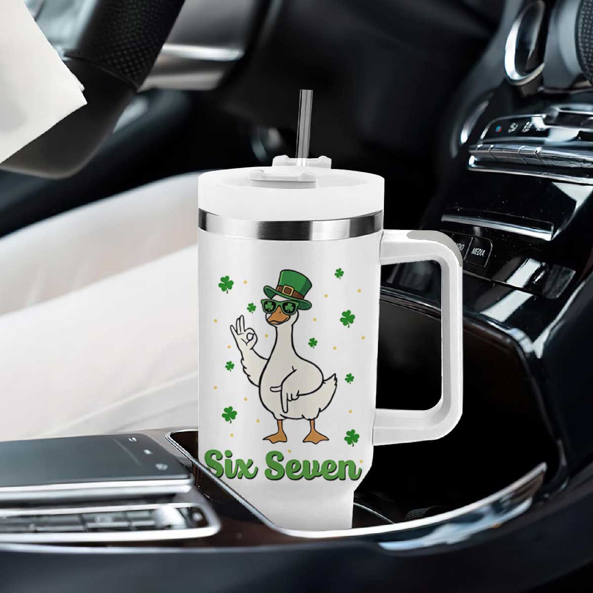 Lucky Goose Six Seven Meme Tumbler With Handle St Patricks Day TS12 Print Your Wear