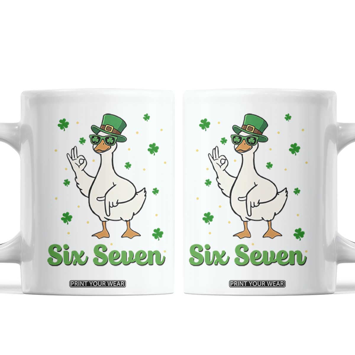 Lucky Goose Six Seven Meme Coffee Mug St Patricks Day TS12 White Print Your Wear