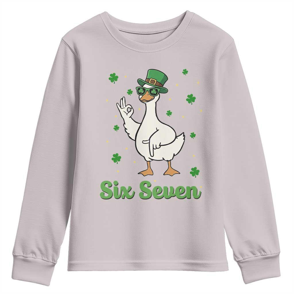 Lucky Goose Six Seven Meme Youth Sweatshirt St Patricks Day TS12 Ice Gray Print Your Wear
