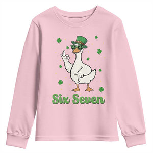 Lucky Goose Six Seven Meme Youth Sweatshirt St Patricks Day TS12 Light Pink Print Your Wear