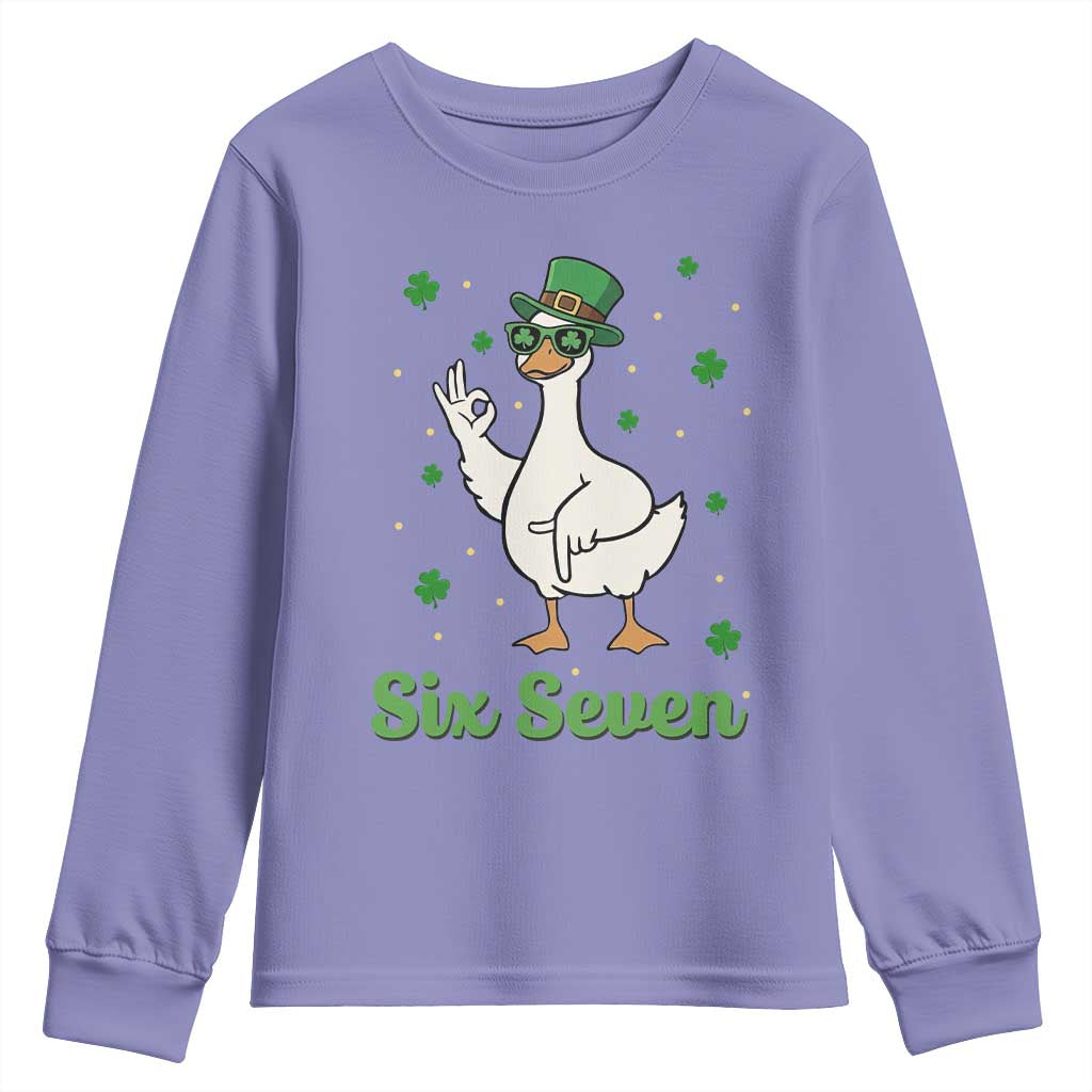 Lucky Goose Six Seven Meme Youth Sweatshirt St Patricks Day TS12 Violet Print Your Wear