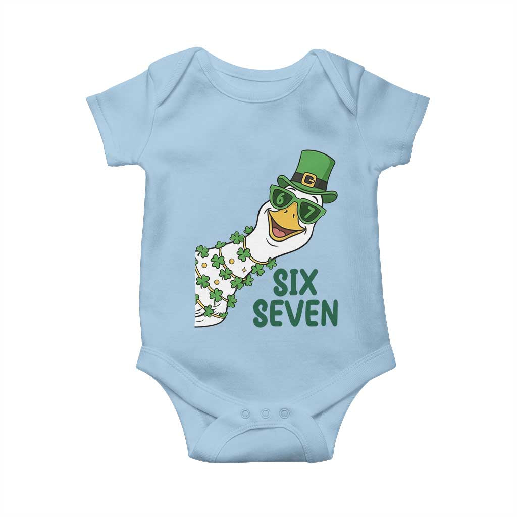 Chaotic Goose Six Seven Meme Baby Onesie Funny St Patricks Day Gift TS12 Light Blue Print Your Wear