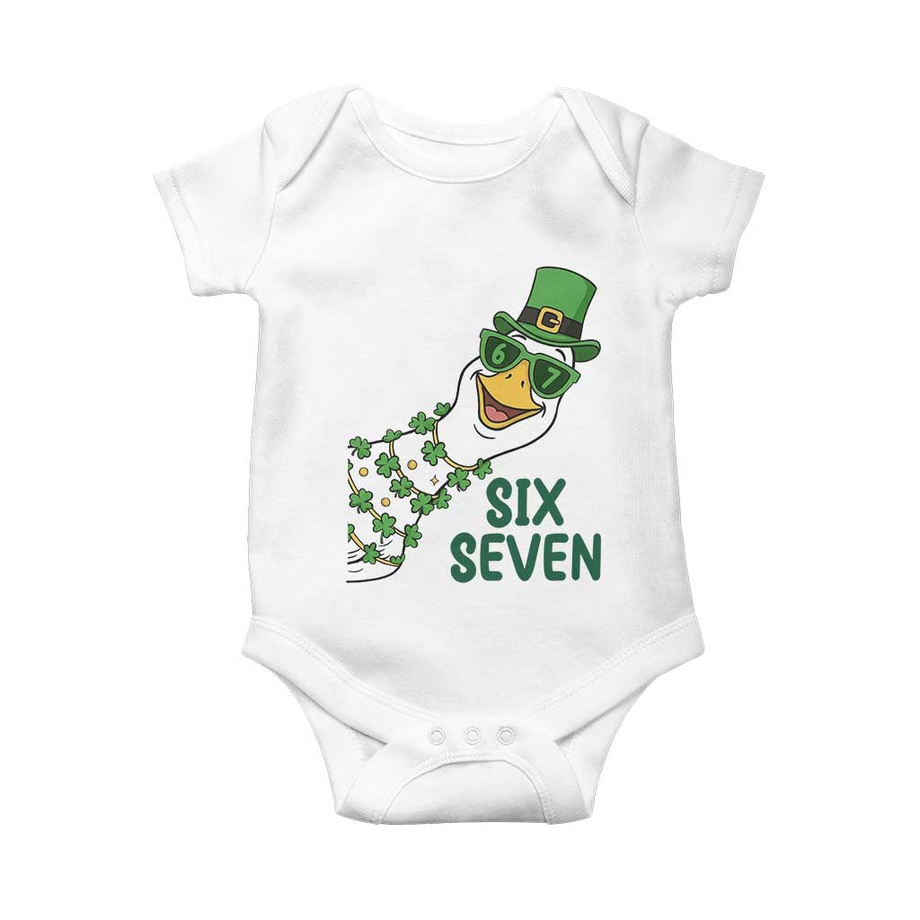 Chaotic Goose Six Seven Meme Baby Onesie Funny St Patricks Day Gift TS12 White Print Your Wear