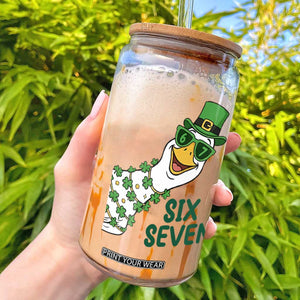 Chaotic Goose Six Seven Meme Glass Can Funny St Patricks Day Gift TS12 White Print Your Wear