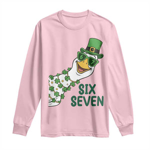 Chaotic Goose Six Seven Meme Long Sleeve Shirt Funny St Patricks Day Gift TS12 Light Pink Print Your Wear