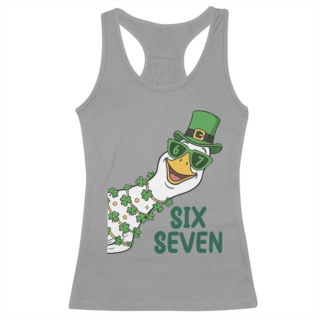 Chaotic Goose Six Seven Meme Racerback Tank Top Funny St Patricks Day Gift TS12 Sport Gray Print Your Wear