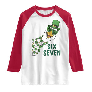 Chaotic Goose Six Seven Meme Raglan Shirt Funny St Patricks Day Gift TS12 White Red Print Your Wear