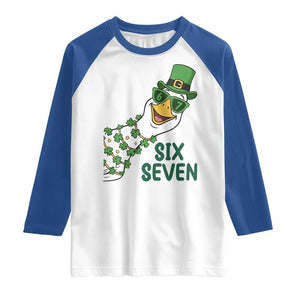 Chaotic Goose Six Seven Meme Raglan Shirt Funny St Patricks Day Gift TS12 White Royal Print Your Wear