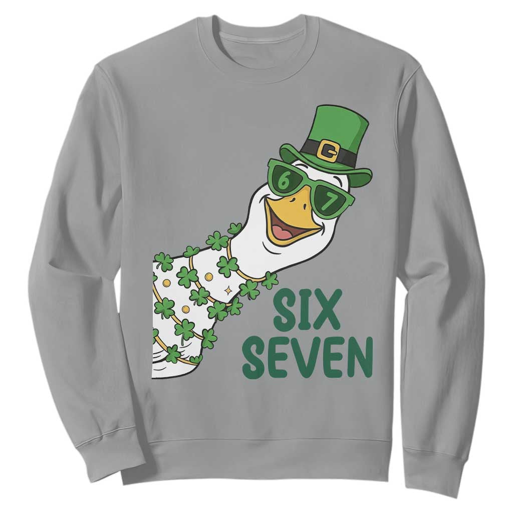 Chaotic Goose Six Seven Meme Sweatshirt Funny St Patricks Day Gift TS12 Sport Gray Print Your Wear