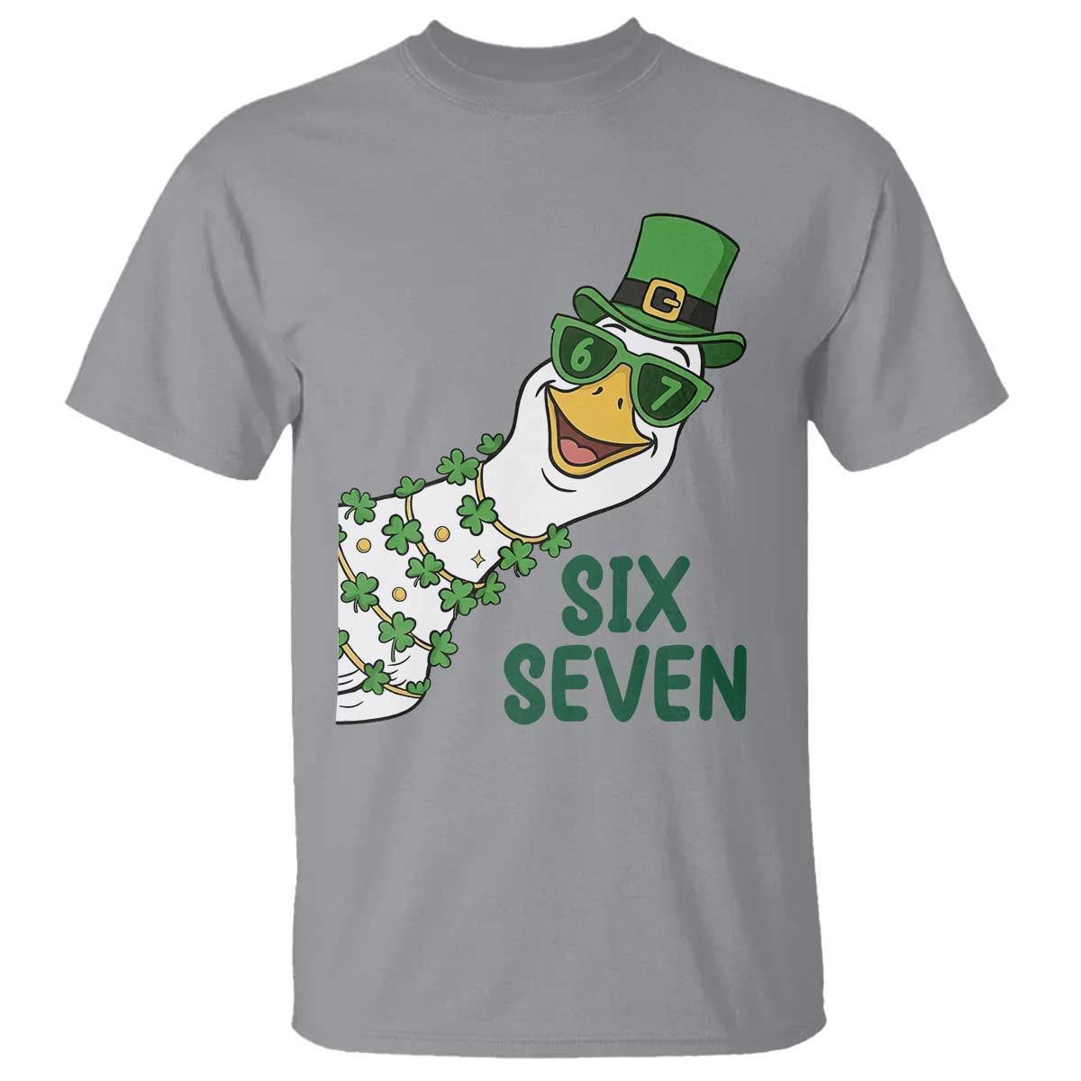 Chaotic Goose Six Seven Meme T Shirt Funny St Patricks Day Gift TS12 Sport Gray Print Your Wear